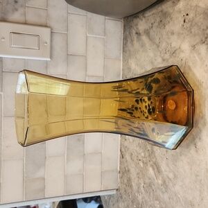 Vintage LAVORAZIONE ARTE MURANO Amber Vase 12" Italy